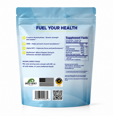 Ascend Creatine+ supplement pouch, back