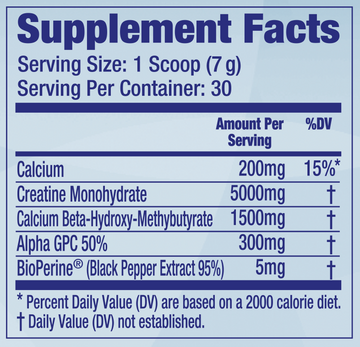 Ascend Creatine+ Supplement Facts panel