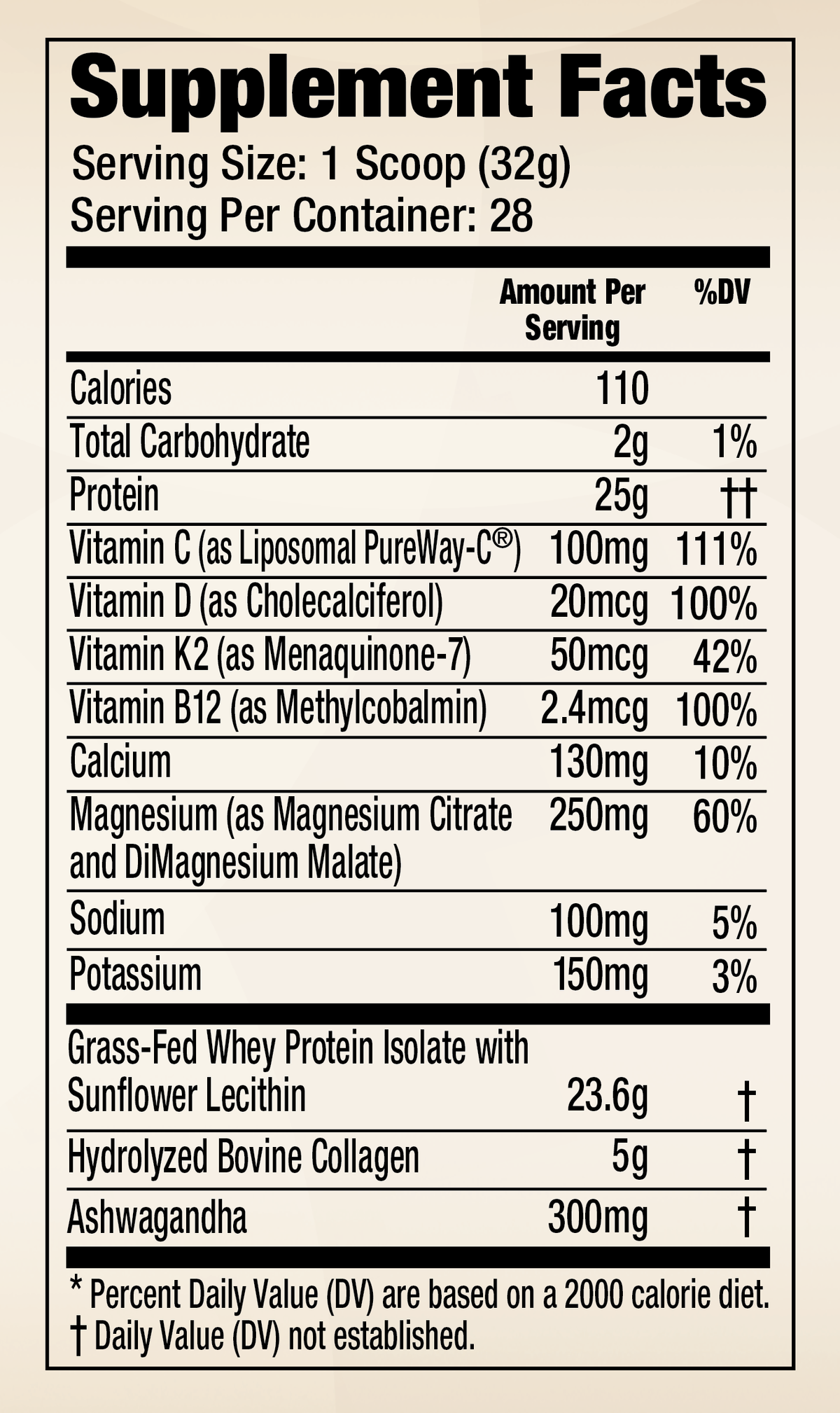 Elevate Blend Vanilla Bean Supplement Facts